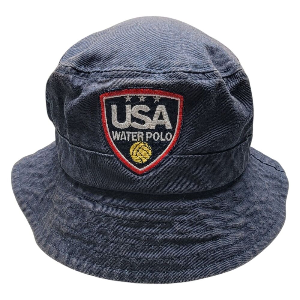 Official USA Water Polo Bucket Hat Navy Cotton Twill One Size WaterPoloGear